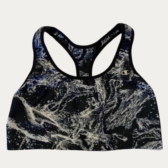 Champion Other - Champion Black White Abstract Print Racerback Sports Bra